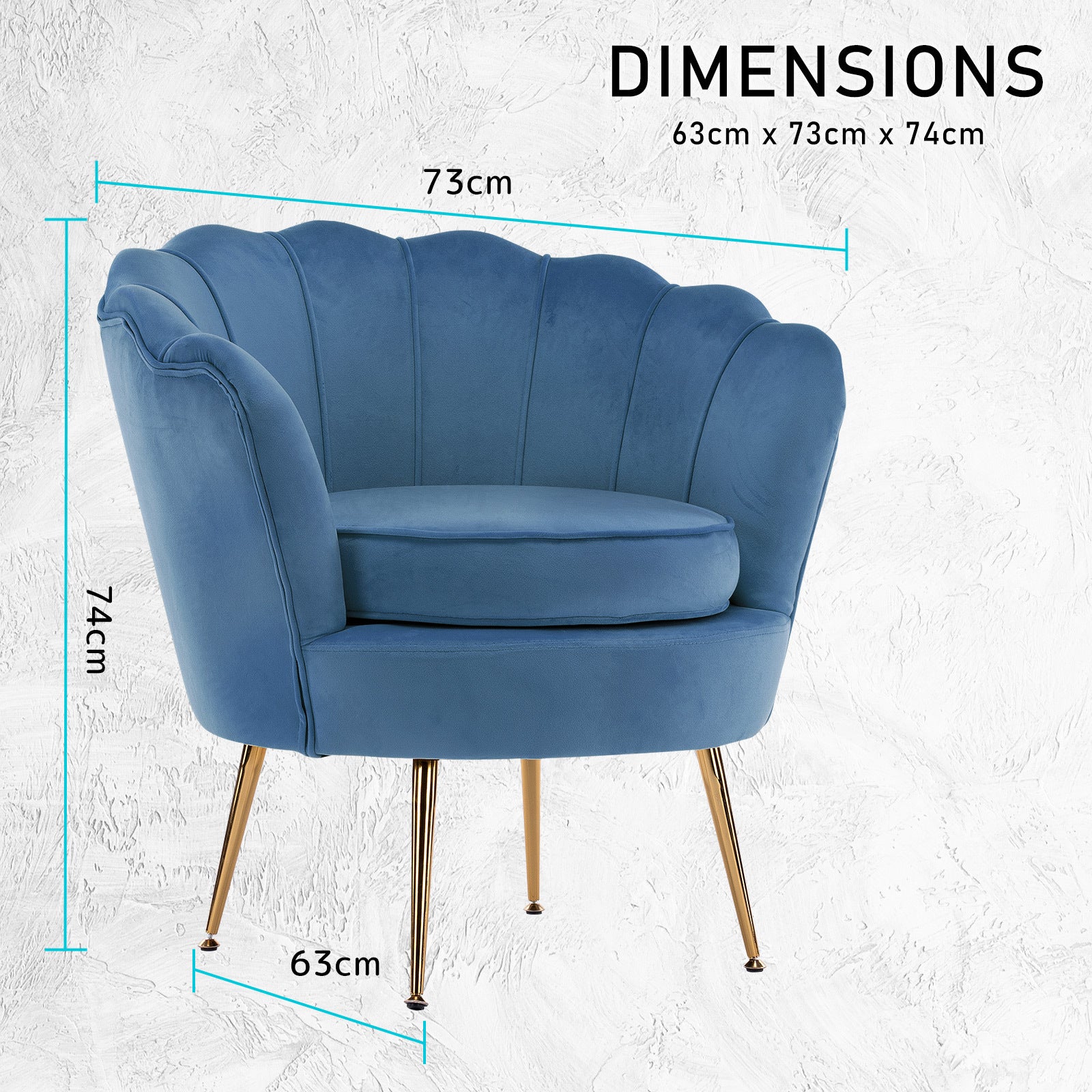 Bedside Tables: Armchair Padded Lounge Chair Accent Velvet Shell Scallop NAVY BLUE