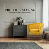 Bedside Tables: Armchair Padded Lounge Chair Accent Velvet Shell Scallop YELLOW