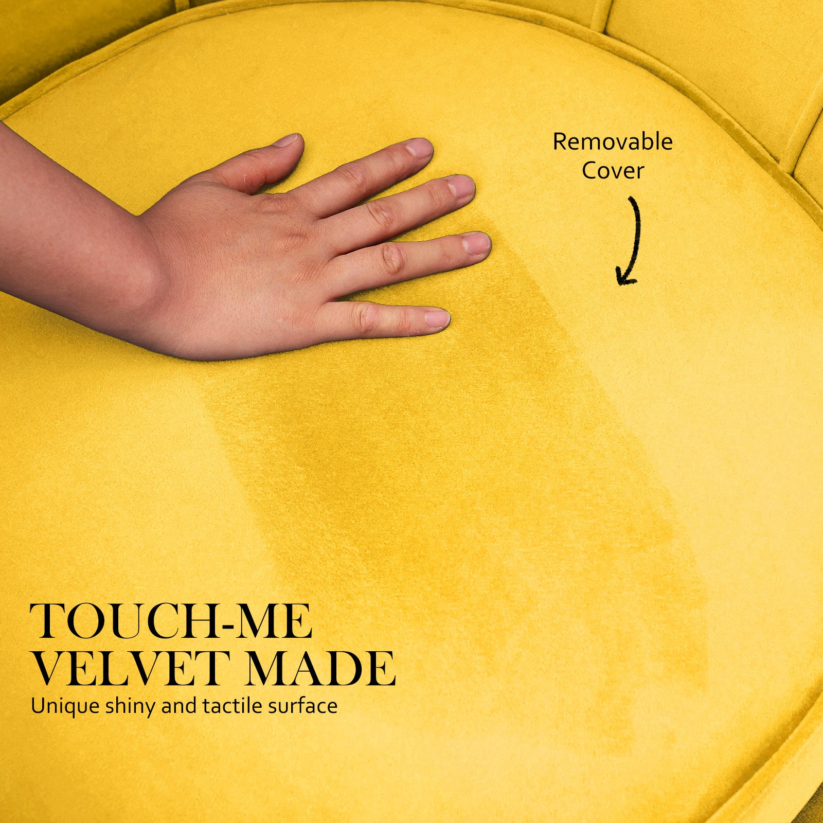Bedside Tables: Armchair Padded Lounge Chair Accent Velvet Shell Scallop YELLOW