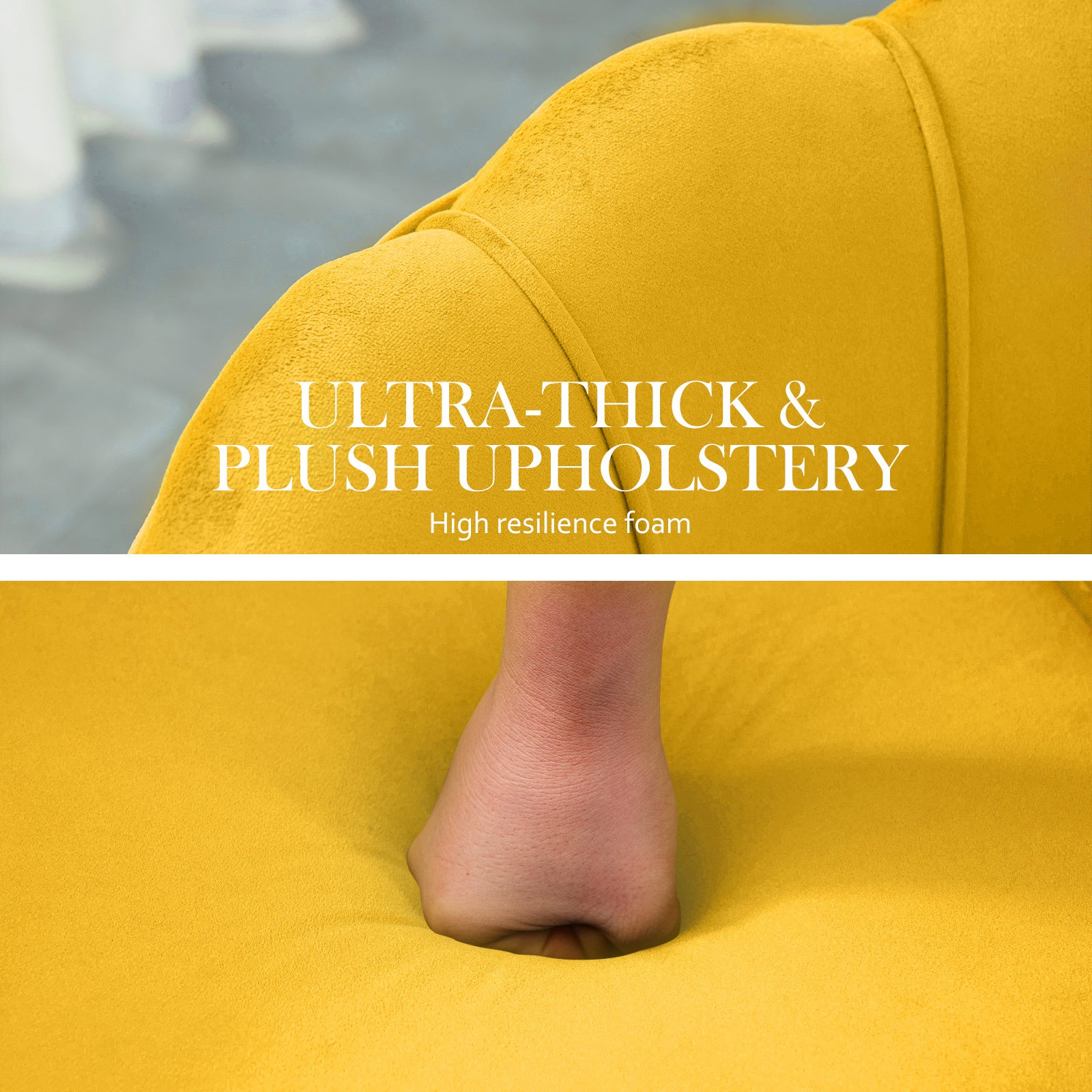 Bedside Tables: Armchair Padded Lounge Chair Accent Velvet Shell Scallop YELLOW