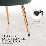 Bedside Tables: Armchair Lounge Chair Accent Velvet Shell Scallop + Ottoman Footstool Round GREEN