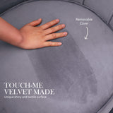 Bedside Tables: Armchair Lounge Chair Accent Velvet Shell Scallop + Ottoman Footstool Round GREY