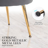 Bedside Tables: Armchair Lounge Chair Accent Velvet Shell Scallop + Ottoman Footstool Round GREY
