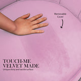 Bedside Tables: Armchair Lounge Chair Accent Velvet Shell Scallop + Round Ottoman Footstool PINK