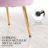Bedside Tables: Armchair Lounge Chair Accent Velvet Shell Scallop + Round Ottoman Footstool PINK