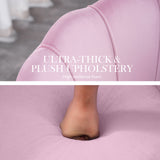 Bedside Tables: Armchair Lounge Chair Accent Velvet Shell Scallop + Round Ottoman Footstool PINK