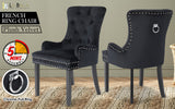 Bedside Tables: French Provincial Dining Chair Ring Studded Velvet Rubberwood Leg LISSE BLACK