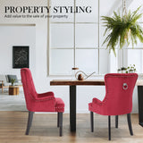 Bedside Tables: French Provincial Dining Chair Ring Studded Velvet Rubberwood Leg LISSE BORDEAUX RED