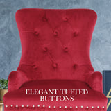Bedside Tables: 4X French Provincial Dining Chair Ring Studded Velvet Rubberwood Leg LISSE BORDEAUX RED