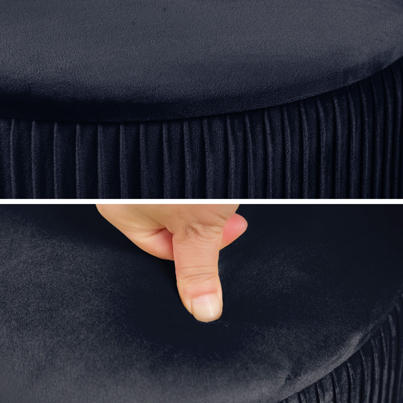 Ottomans & Footstools: 2X Side Table Storage Ottoman - Velvet Stool MIRA Black