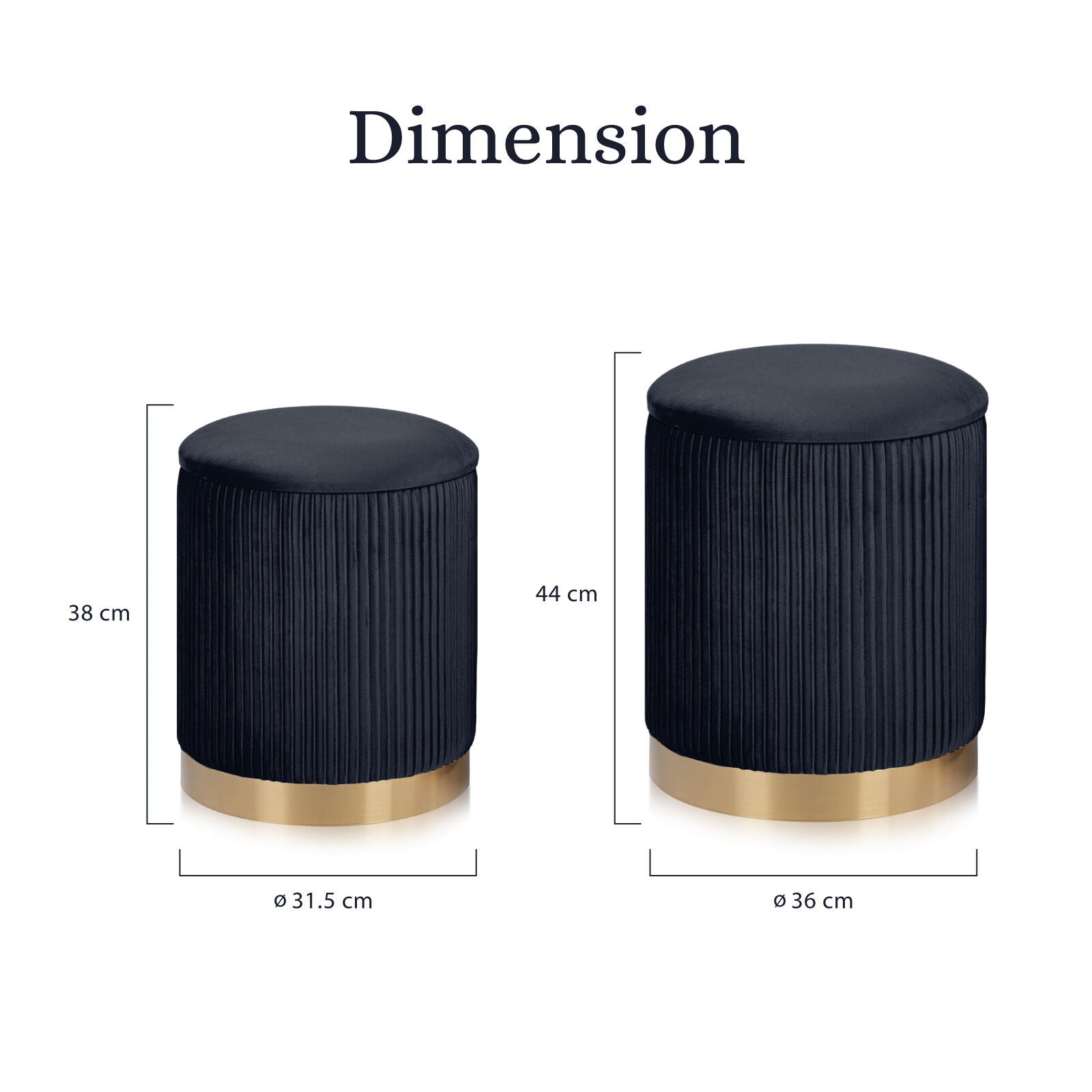 Ottomans & Footstools: 2X Side Table Storage Ottoman - Velvet Stool MIRA Black