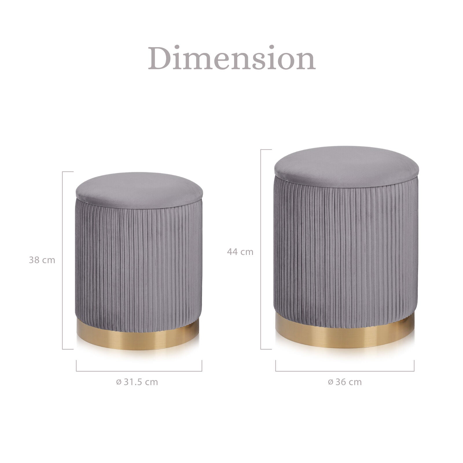 Ottomans & Footstools: 2X Side Table Storage Ottoman - Velvet Stool MIRA Grey