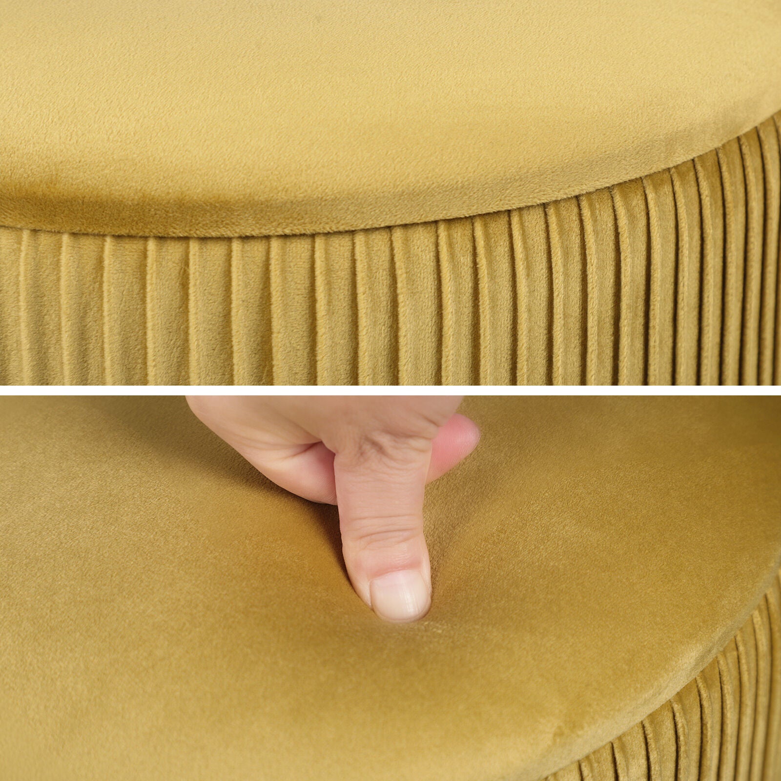 Ottomans & Footstools: 2X Side Table Storage Ottoman - Velvet Stool MIRA Mustard