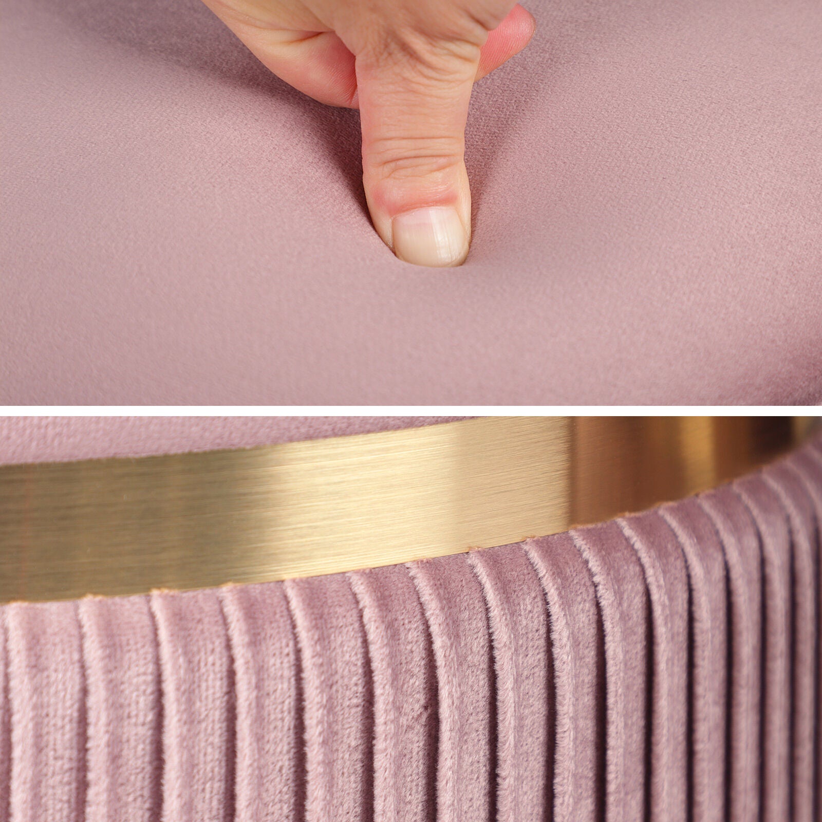 Ottomans & Footstools: 2X Side Table Storage Ottoman - Velvet Padded Stool Vanity Footstool REMI Pink