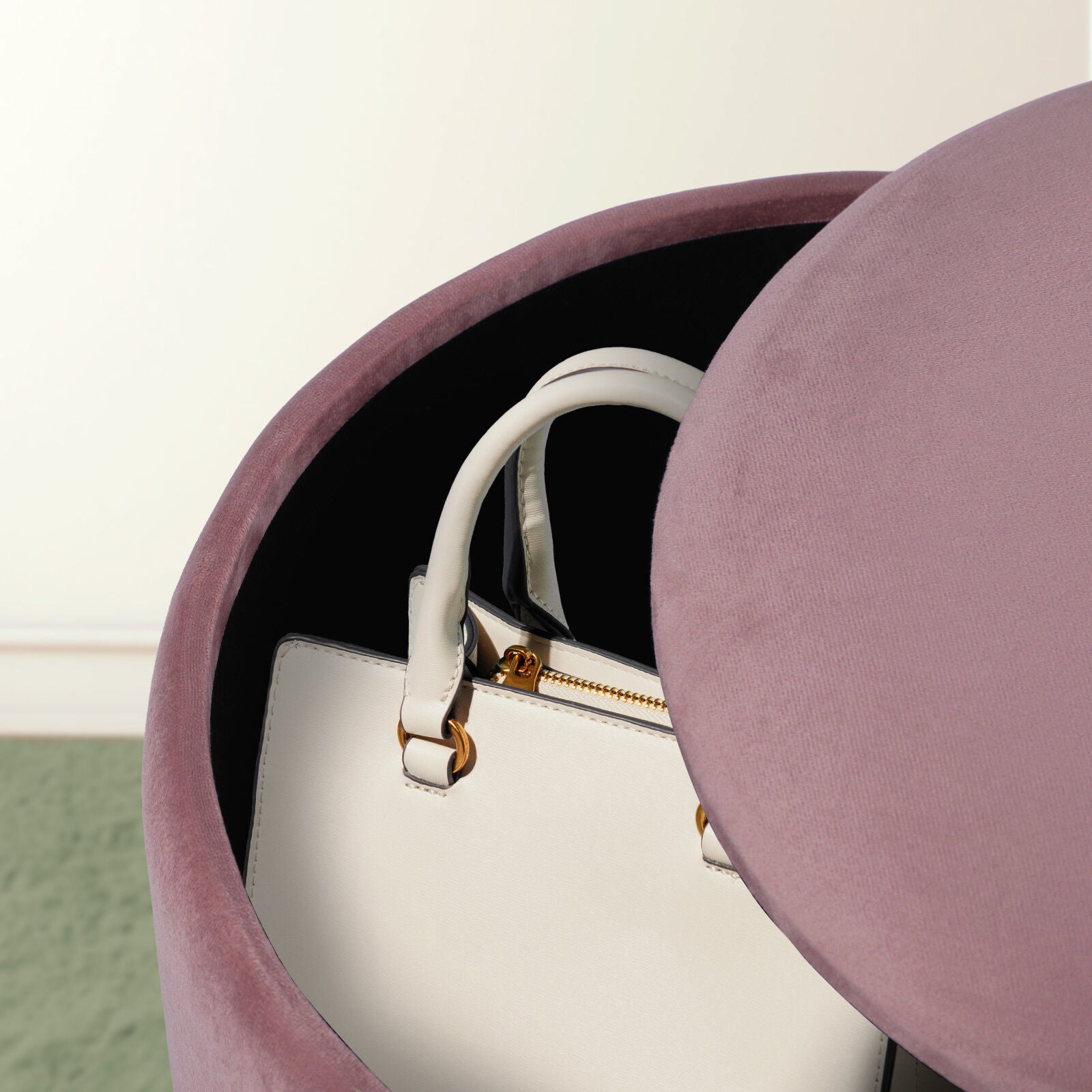 Ottomans & Footstools: 2X Side Table Storage Ottoman - Velvet Padded Stool Vanity Footstool REMI Pink