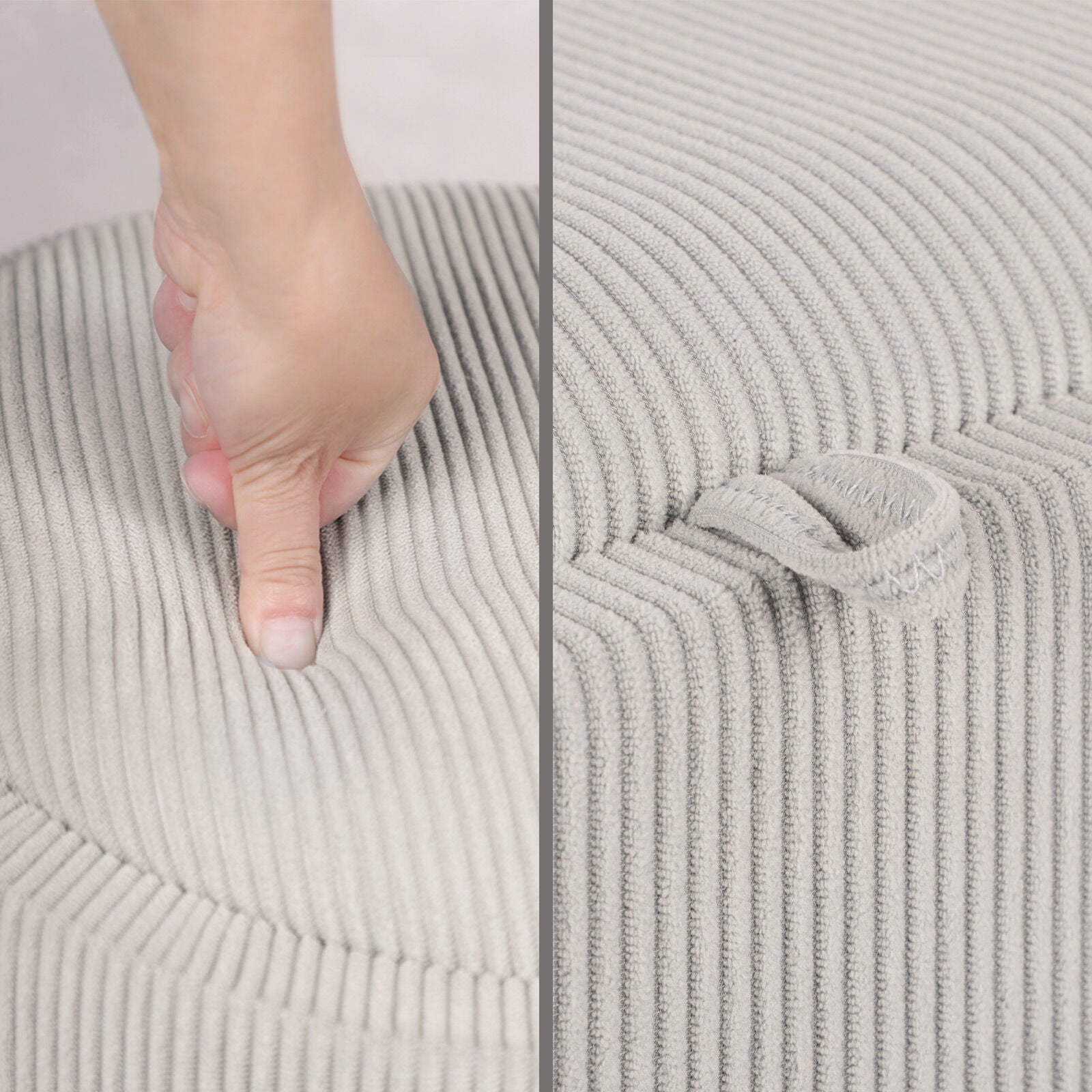 Ottomans & Footstools: Coffee Table Storage Ottoman - Corduroy Padded Blanket Box Bench ESME CREAM