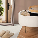 Ottomans & Footstools: Coffee Table Storage Ottoman - Corduroy Padded Blanket Box Bench ESME CREAM