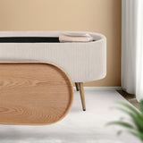 Ottomans & Footstools: Coffee Table Storage Ottoman - Corduroy Padded Blanket Box Bench ESME CREAM