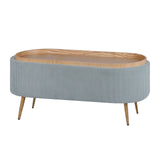 Ottomans & Footstools: Coffee Table Storage Ottoman - Corduroy Padded Blanket Box Bench ESME - DUSTY BLUE