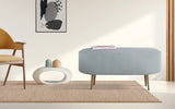 Ottomans & Footstools: Coffee Table Storage Ottoman - Corduroy Padded Blanket Box Bench ESME - DUSTY BLUE