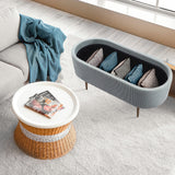 Ottomans & Footstools: Coffee Table Storage Ottoman - Corduroy Padded Blanket Box Bench ESME - DUSTY BLUE