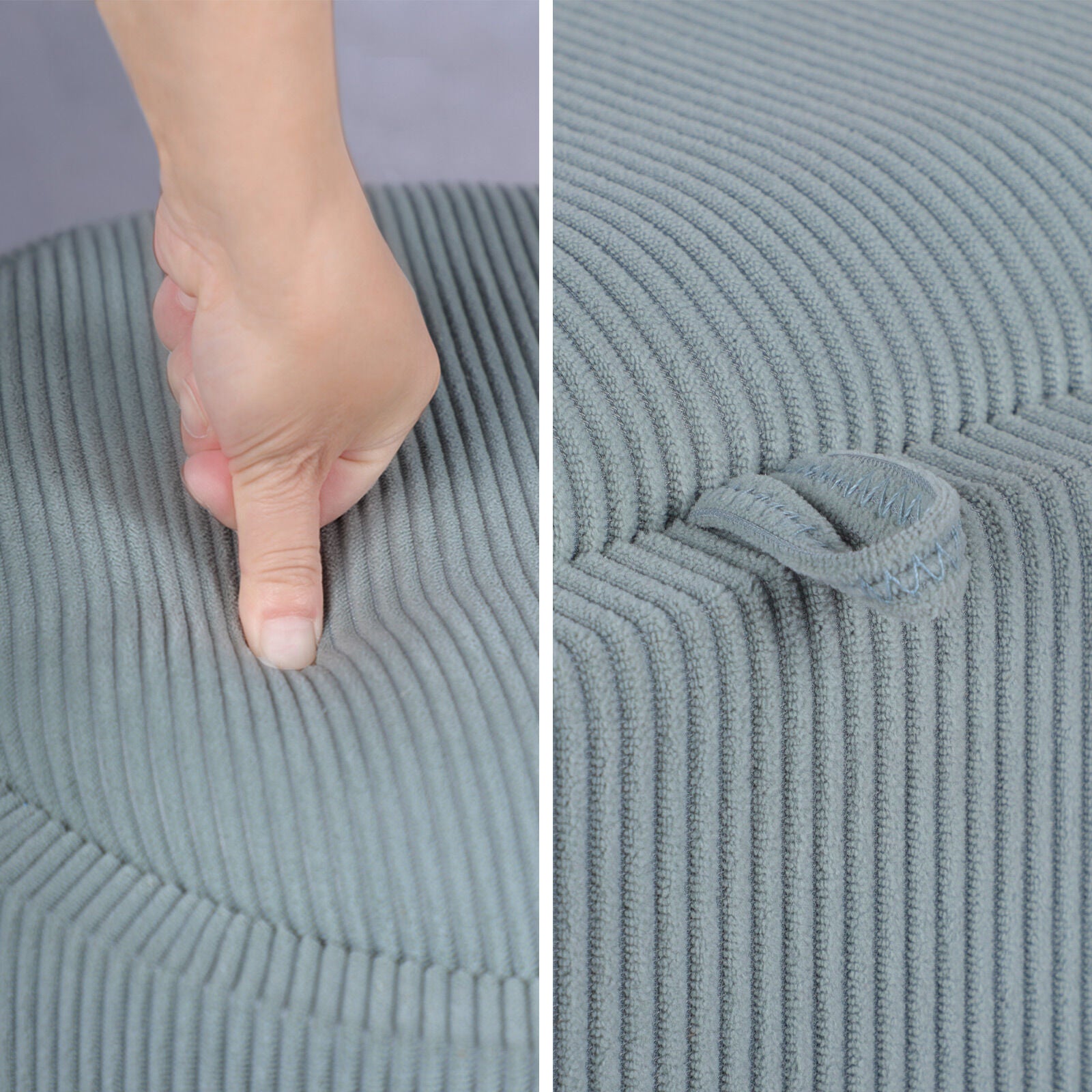 Ottomans & Footstools: Coffee Table Storage Ottoman - Corduroy Padded Blanket Box Bench ESME - DUSTY BLUE