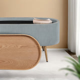 Ottomans & Footstools: Coffee Table Storage Ottoman - Corduroy Padded Blanket Box Bench ESME - DUSTY BLUE