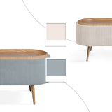 Ottomans & Footstools: Coffee Table Storage Ottoman - Corduroy Padded Blanket Box Bench ESME - DUSTY BLUE