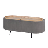 Ottomans & Footstools: Coffee Table Storage Ottoman - Velvet Padded Blanket Box Bench IRENE GREY