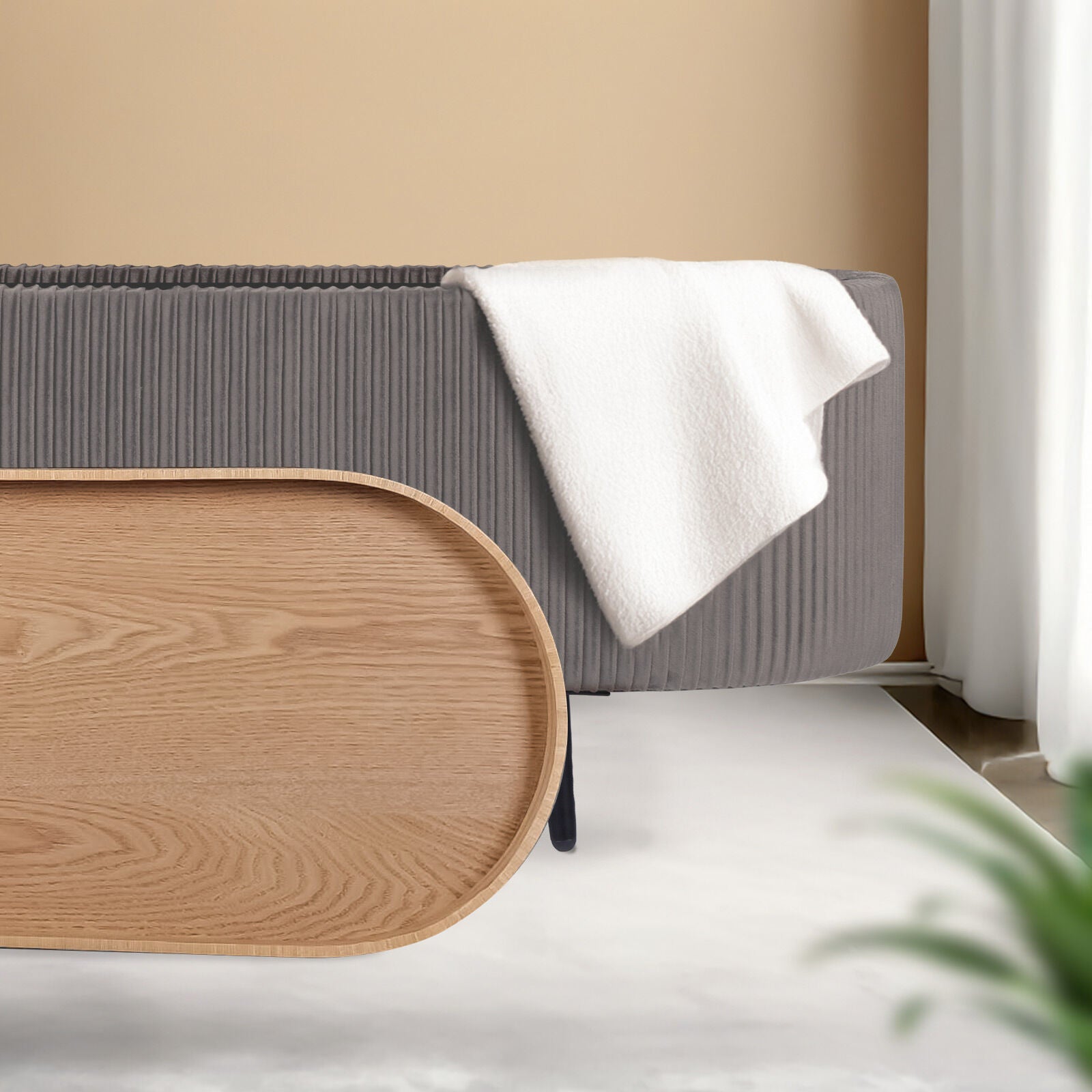 Ottomans & Footstools: Coffee Table Storage Ottoman - Velvet Padded Blanket Box Bench IRENE GREY