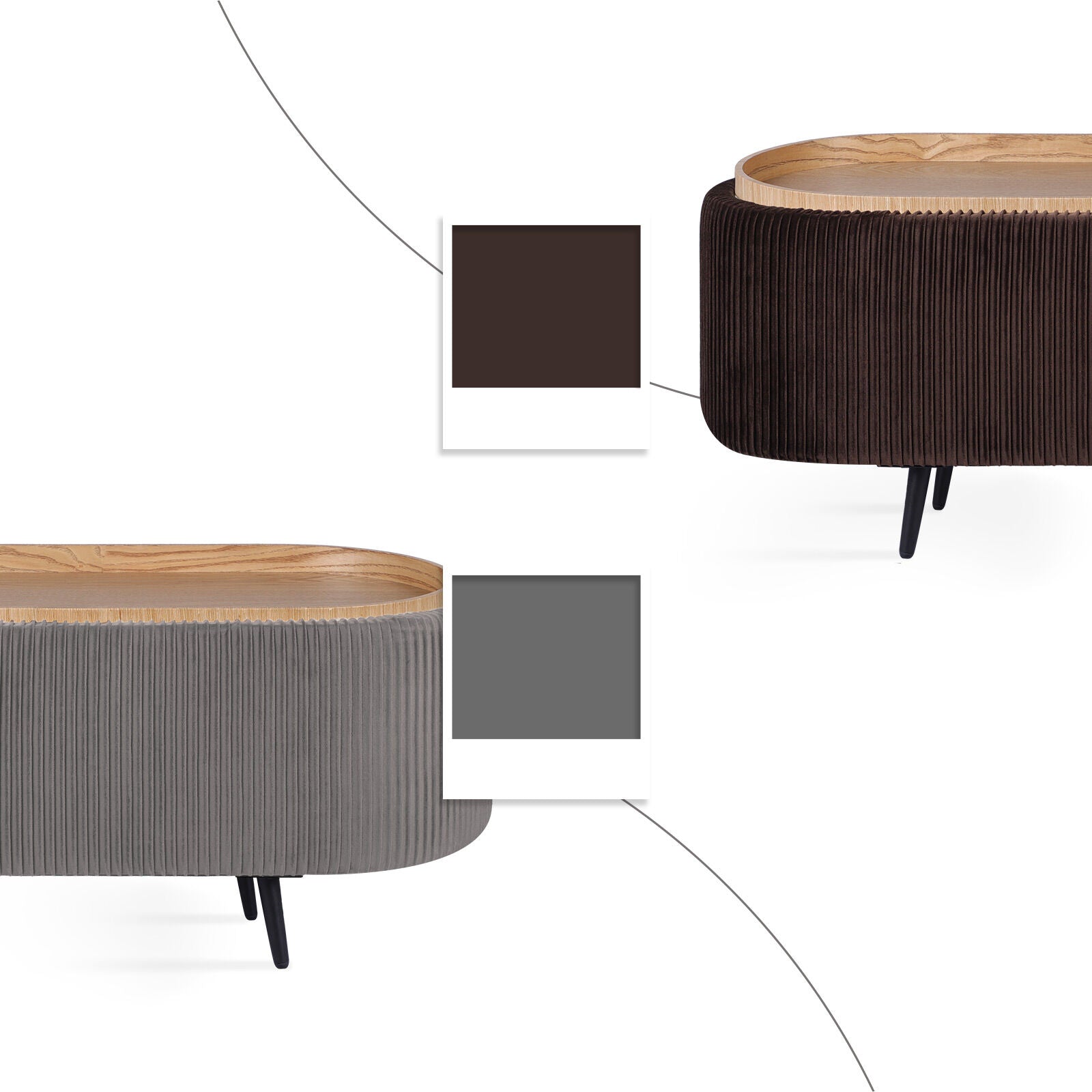 Ottomans & Footstools: Coffee Table Storage Ottoman - Velvet Padded Blanket Box Bench IRENE GREY