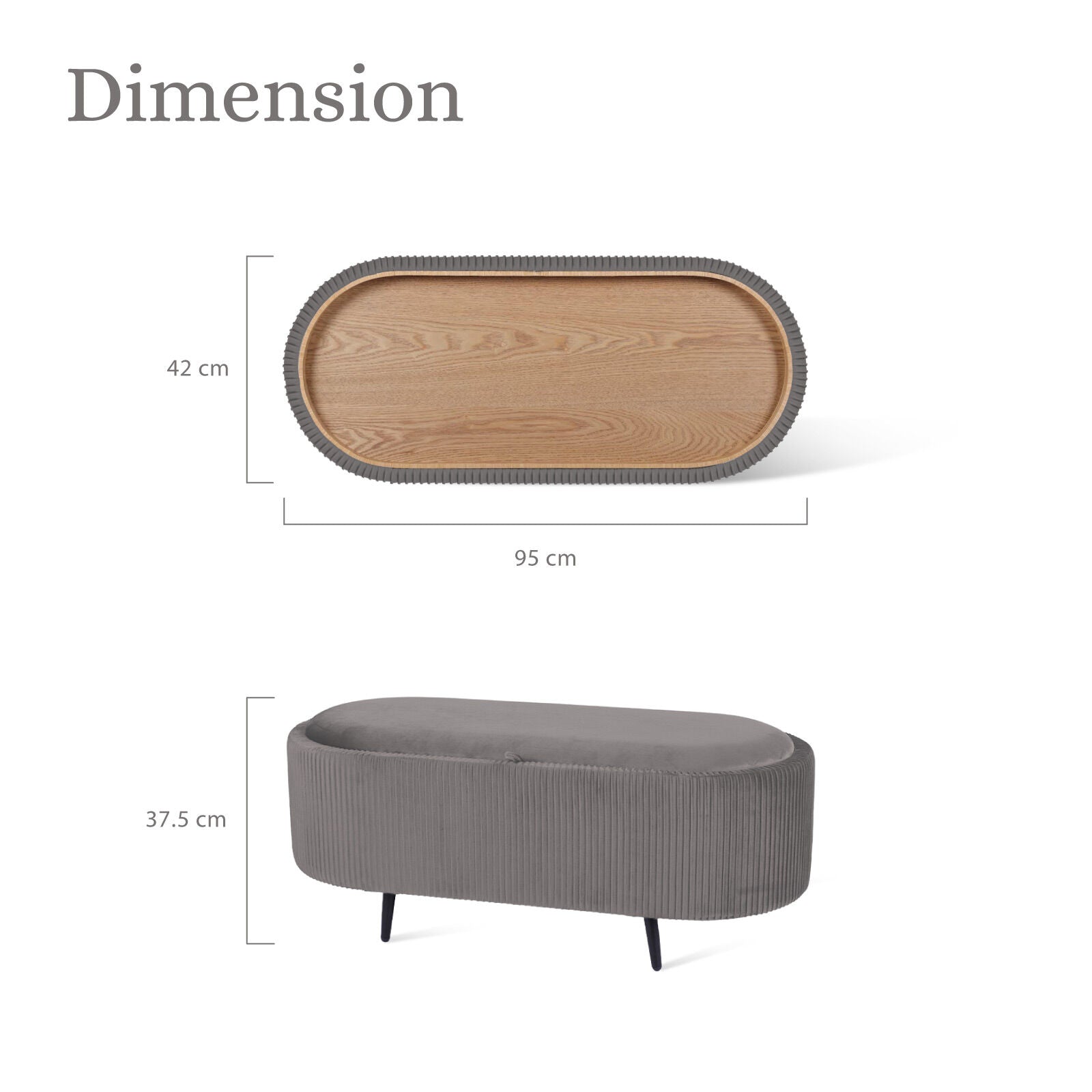 Ottomans & Footstools: Coffee Table Storage Ottoman - Velvet Padded Blanket Box Bench IRENE GREY