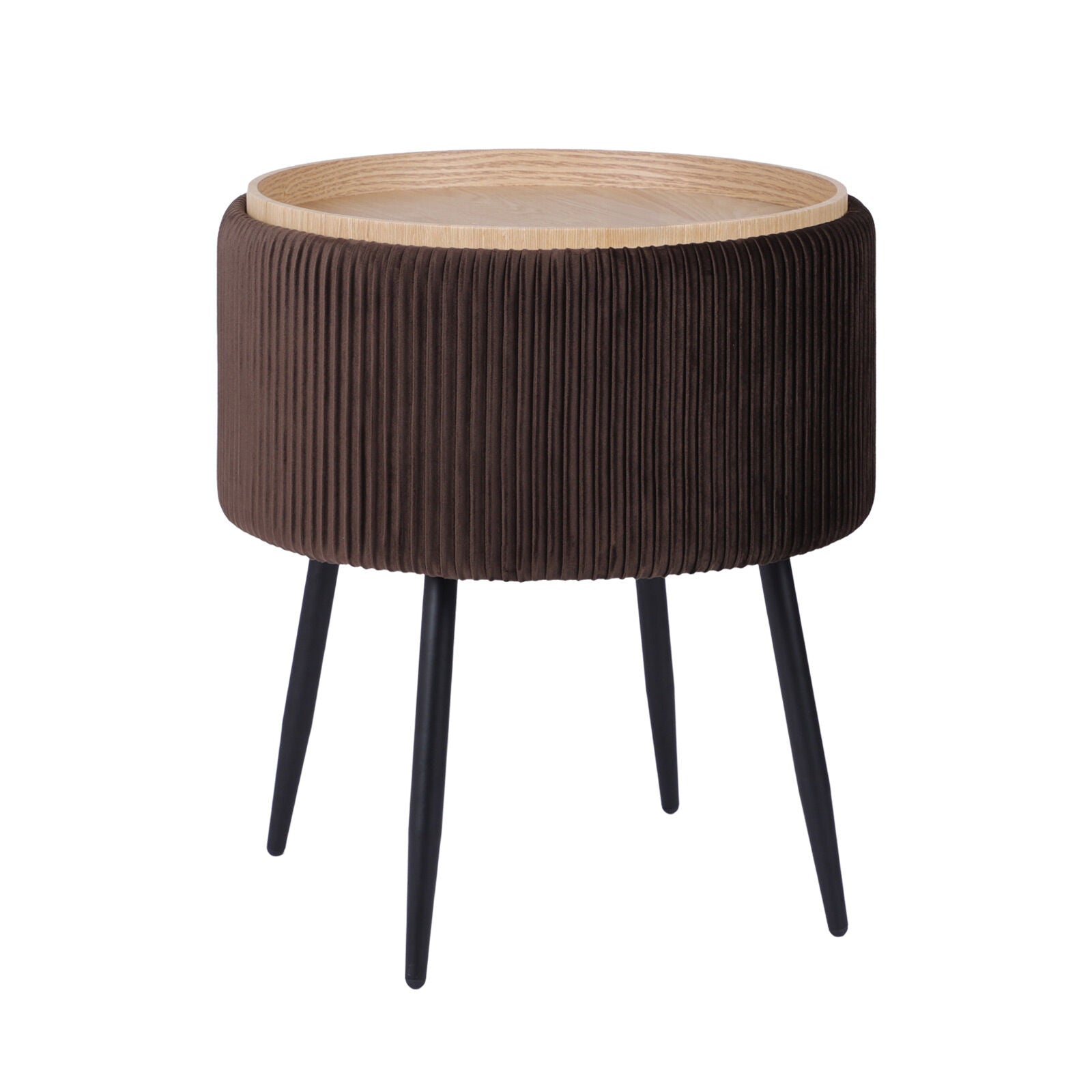 Ottomans & Footstools: Side Table Storage Ottoman - Velvet Padded Stool Vanity Footstool CLEO BROWN
