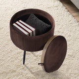 Ottomans & Footstools: Side Table Storage Ottoman - Velvet Padded Stool Vanity Footstool CLEO BROWN
