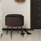 Ottomans & Footstools: Side Table Storage Ottoman - Velvet Padded Stool Vanity Footstool CLEO BROWN