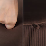 Ottomans & Footstools: Side Table Storage Ottoman - Velvet Padded Stool Vanity Footstool CLEO BROWN