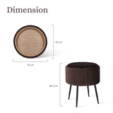 Ottomans & Footstools: Side Table Storage Ottoman - Velvet Padded Stool Vanity Footstool CLEO BROWN