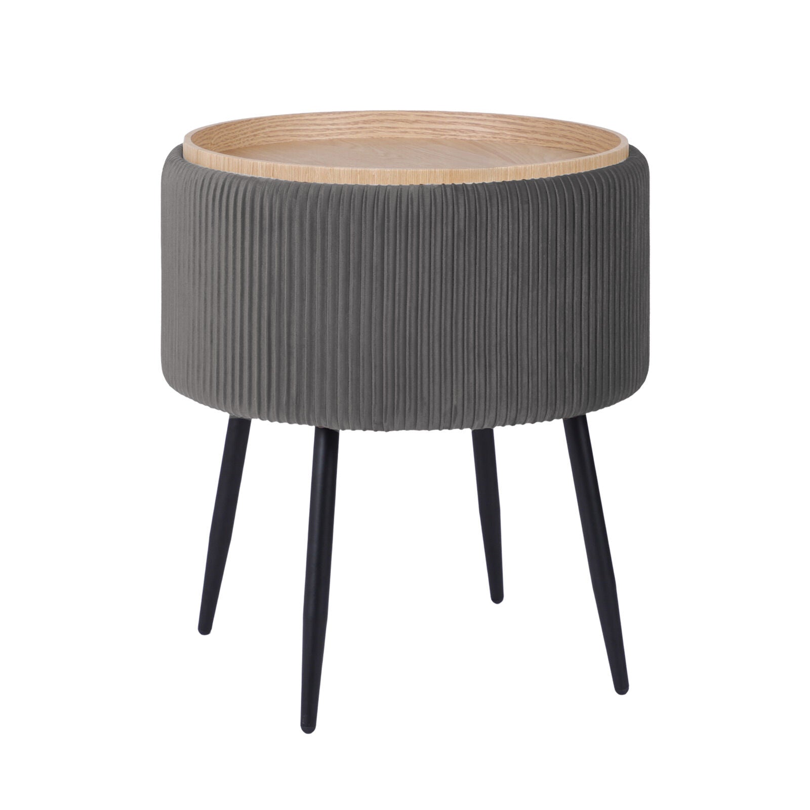 Ottomans & Footstools: Side Table Storage Ottoman - Velvet Padded Stool Vanity Footstool CLEO GREY