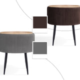 Ottomans & Footstools: Side Table Storage Ottoman - Velvet Padded Stool Vanity Footstool CLEO GREY