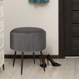 Ottomans & Footstools: Side Table Storage Ottoman - Velvet Padded Stool Vanity Footstool CLEO GREY
