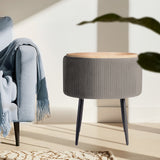 Ottomans & Footstools: Side Table Storage Ottoman - Velvet Padded Stool Vanity Footstool CLEO GREY