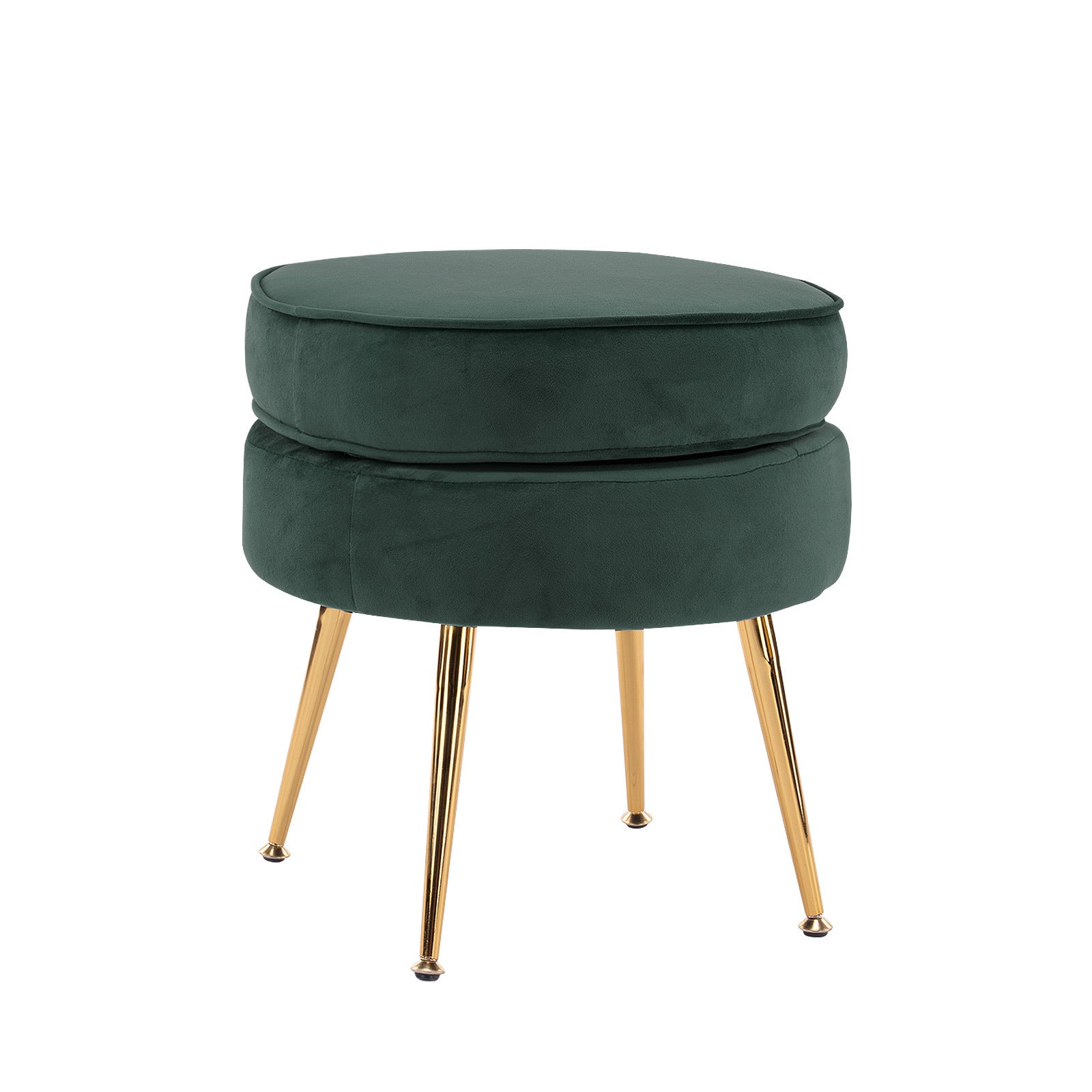 Bedside Tables: Ottoman Foot Stool Velvet Fabric Metal Leg Round GREEN