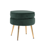 Bedside Tables: Ottoman Foot Stool Velvet Fabric Metal Leg Round GREEN