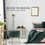 Bedside Tables: Ottoman Foot Stool Velvet Fabric Metal Leg Round GREEN