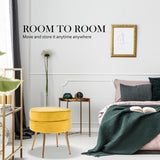 Bedside Tables: Ottoman Foot Stool Velvet Fabric Metal Leg Round YELLOW