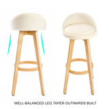 Table & Bar Stools: 4X Wooden Bar Stool Dining Chair Fabric LEILA 72cm BEIGE