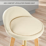 Table & Bar Stools: 4X Wooden Bar Stool Dining Chair Fabric LEILA 72cm BEIGE