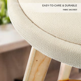 Table & Bar Stools: 4X Wooden Bar Stool Dining Chair Fabric LEILA 72cm BEIGE
