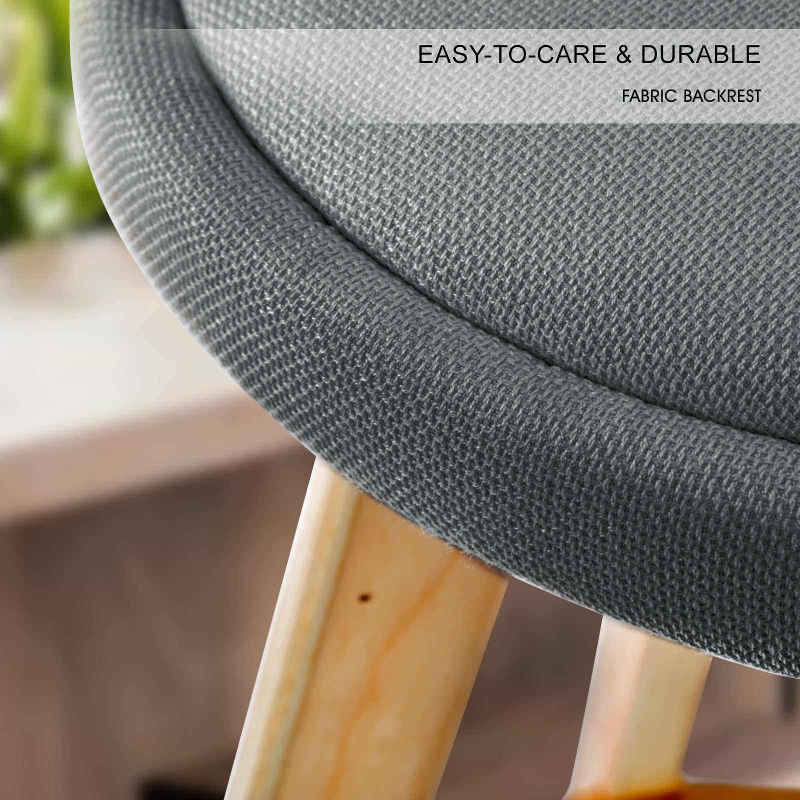 Table & Bar Stools: 4X Wooden Bar Stool Dining Chair Fabric LEILA 72cm GREY