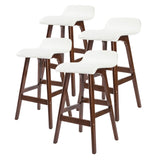 Table & Bar Stools: 4X Wooden Bar Stool Dining Chair Leather SOPHIA 65cm WHITE BROWN
